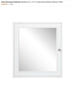 HOME DECORATORS COLLECTION ABERDEEN 24 IN. x 27 in. SURFACE MOUNT MEDICINE CABINET IN WHITE NEW SEE PICS