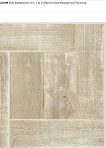 ACHIM TIVOIL SADDLEWOOD PEEL AND STICK PARQUET VINYL TILE. SEE PICTURES