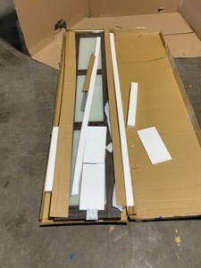TRUPORTE 30 IN FROSTED GLASS SOILD MDF CORE IRON AGE FINISHED MDF BI-FOLD DOOR. SEE PICTURES