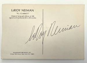 Leroy Neiman Signed Vintage Gallaghers Steak House Post Card.