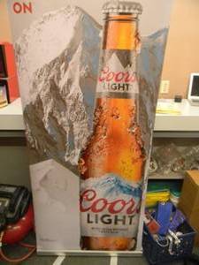 lot 9 image: Coors Light - Retractable display banner stand  easy to set up and take down OR CAN BE HUNG - LARGE APPROX 30 X 80 - SEE PICTURES