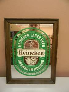 lot 12 image: VINTAGE HEINEKEN BAR SIGN  MIRROR - NICE - SEE PICTURES