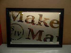 lot 14 image: VINTAGE MAKERS MARK BAR SIGN  MIRROR  - APPROX 34 BY 24 - SEE PICTURES