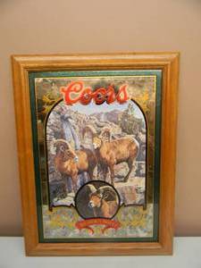 lot 25 image: VINTAGE COORS BEER NATURE SERIES MIRROR NO. 2 BIGHORN SHEEP - AWESOME PIECE - NICE - GREAT COLLECTION - APPROX 16 BY 21 - SEE PICTURES