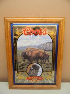 lot 27 image: VINTAGE COORS BEER NATURE SERIES MIRROR NO. 4 BUFFALO - AWESOME PIECE - NICE - GREAT COLLECTION - APPROX 16 BY 21 - SEE PICTURES