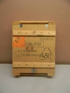 lot 44 image: VINTAGE RUSSIAN MILITARY WOODEN AMMO CRATE BOX AMMUNITION - RARE - APPROX 15W 6H 20D - SEE PICTURES