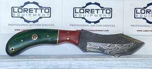 Damascus Steel Knife With Fitted Leather Sheathe