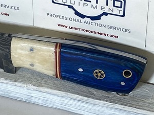 Damascus Steel Knife With Fitted Leather Sheathe