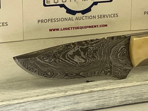 Damascus Steel Knife With Fitted Leather Sheathe