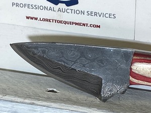 Damascus Steel Knife With Fitted Leather Sheathe