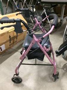 NOVA PINK ROLLATOR WALKER WITH CARRIAGE BAG - GREAT CONDITION BUT SEAT IS BROKEN