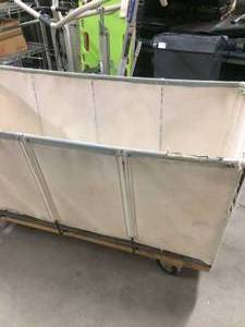 EXTRA LARGE LAUNDRY TRANSPORT HAMPER - GOOD CONDITION - GREAT FOR TRANSPORTING ALL SORTS OF THINGS IN THE WAREHOUSE