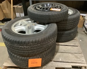 lot 89 image: Set of 22560R16 Car TiresWheels  Spare