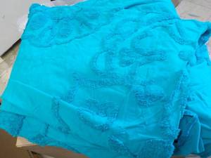 Blue Full Size Chenille Bedspread...