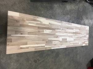Hardwood Reflections Unfinished Acacia 8 ft. L x 25 in. D x 1.5 in. T Butcher Block Countertop some dingsscratches see pictures