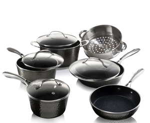 lot 16 image: Brand New GRANITESTONE Diamond Hammered 10 Piece Cookware Set