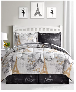 lot 115 image: Brand New Fairfield Square Collection Paris Gold 8 Piece Reversible Full Comforter Set