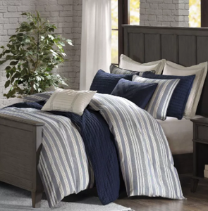 lot 149 image: Brand New Madison Park Signature Farmhouse 9 Piece King Comforter Set