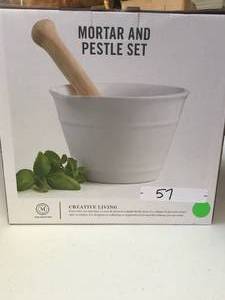 lot 57 image: Brand New Martha Stewart Collection Stoneware Mortar & Pestle Set