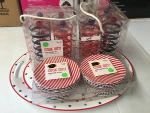 lot 69 image: Brand New Martha Stewart Collection Cook Out Plates, Platter and Cups Lot