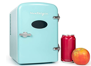lot 15 image: Nostalgia RF6RRBK Retro 6-Can Personal Mini Refrigerator