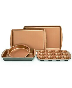 lot 33 image: Brand New Crux 5 Piece Nonstick Copper Bakeware Set