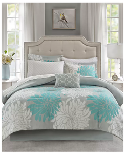 lot 109 image: Brand New Madison Park Essentials Arlene Reversible 9 Piece California King Comforter Set