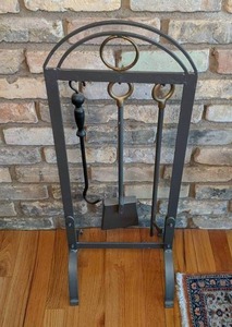 lot 119 image: Fireplace Tools and Storage Rack