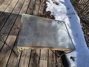 lot 140 image: Outdoor Metal Coffee Table with Glass Top
