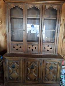 lot 71 image: Large Vintage Hutch with Glass Doors