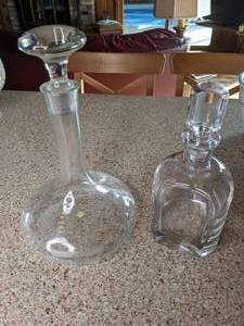 lot 56 image: Pair of Clear Glass Decanters