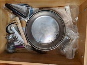 lot 65 image: Contents of Drawer Serving Utensils and Cook Pots