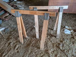 lot 26 image: Pair of Wood Sawhorses