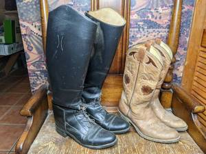 lot 11 image: Womens Equestrian Boots Size 9.5 and Mens Cowboy Boots Size 8.5