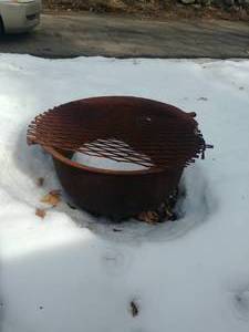 lot 38 image: Above Ground Cast Iron Fire Pit Grill with Grate