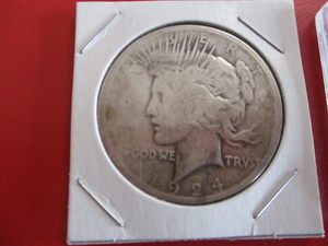 1896-P (Philadelphia Mint) Morgan Silver Dollar and 1924-P Peace Silver Dollar
