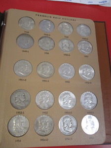 Complete set of 35 Franklin Silver Half-Dollars in a Dansco album. Many are in stunning condition.