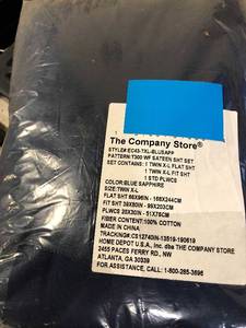 lot 115 image: Cotton 3-Piece Blue Sapphire Solid 300-Thread Count Sateen Twin XL Sheet Set, EC43-TXL-BLUSAPP, NEW