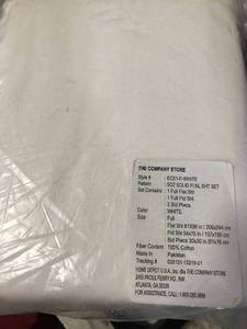 lot 180 image: Company Cotton 4-Piece White Solid Flannel Full Sheet Set, EC51-F-WHITE, NEW