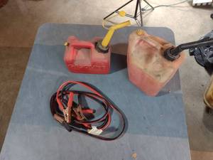 Pair of Gas Cans and Jumper Cables