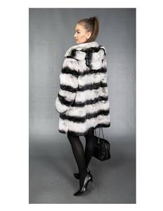 lot 2 image: NEW Womens Hooded REX Chinchilla Fur Jacket