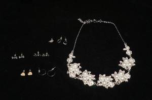 lot 45 image: Silver Tone Necklace and Earrings