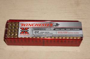 lot 9 image: Winchester Super-X .22 LR 40 Gr Round Nose Ammo - 100 Rounds