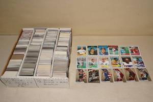 lot 99 image: Box of Mixed Sports Cards - 80s Baseball and Football, Recent Basketball