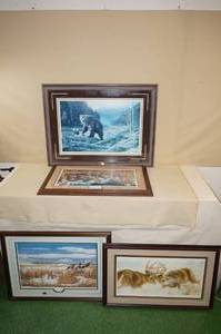 lot 128 image: 4 Framed Wildlife Art Prints