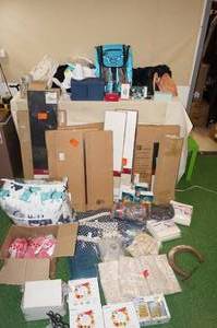 lot 197 image: Assortment - Bags, Housewares, Clothing, Shoes, Shelving