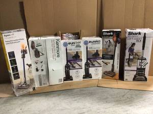 Pallet with assorted Vacuums- Dyson, Shark, Ridgid, Hoover used  Customer returns various conditions