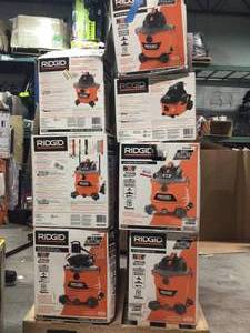 Pallet with Assorted Ridgid Shop Vacs various models and conditions see pictures