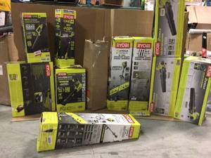 Pallet of assorted used outdoor tools various conditions see pictures