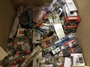 Gaylord full of assorted door knobs and hardware customer returns open Pkgs see pictures